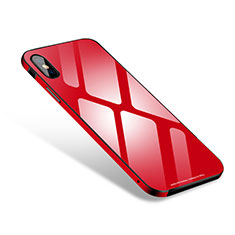Apple iPhone Xs用ケース 高級感 手触り良い アルミメタル 製の金属製 バンパー 鏡面 カバー S01 アップル レッド