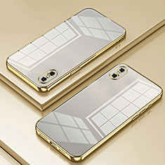 Apple iPhone Xs用極薄ソフトケース シリコンケース 耐衝撃 全面保護 クリア透明 SY2 アップル ゴールド