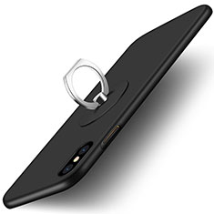 Apple iPhone Xs Max用ハードケース プラスチック 質感もマット アンド指輪 アップル ブラック
