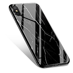 Apple iPhone Xs Max用シリコンケース ソフトタッチラバー 大理石模様 アップル ブラック
