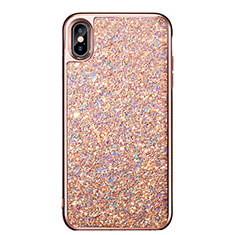 Apple iPhone Xs Max用シリコンケース ソフトタッチラバー ケバケバ アップル ローズゴールド