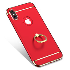 Apple iPhone Xs Max用ケース 高級感 手触り良い メタル兼プラスチック バンパー アンド指輪 F02 アップル レッド