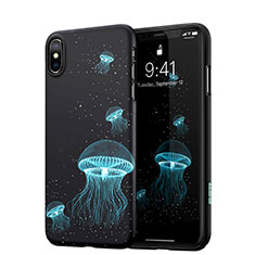 Apple iPhone Xs Max用ハードケース プラスチック 蛍光 アップル ブラック