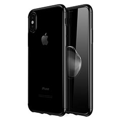 Apple iPhone Xs Max用極薄ソフトケース シリコンケース 耐衝撃 全面保護 クリア透明 V02 アップル ブラック