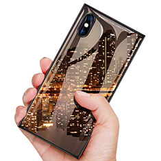 Apple iPhone Xs Max用ハードケース プラスチック 鏡面 前面と背面 360度 フルカバー アップル ブラック