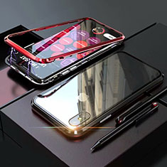 Apple iPhone Xs Max用ケース 高級感 手触り良い アルミメタル 製の金属製 360度 フルカバーバンパー 鏡面 カバー M02 アップル レッド・ブラック