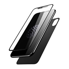 Apple iPhone Xs Max用強化ガラス 液晶保護フィルム 背面保護フィルム同梱 T01 アップル ブラック