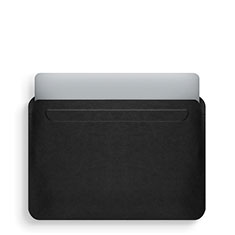 Apple MacBook 12 インチ用高品質ソフトレザーポーチバッグ ケース イヤホンを指したまま L02 アップル ブラック