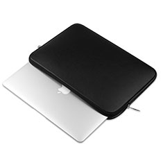 Apple MacBook 12 インチ用高品質ソフトレザーポーチバッグ ケース イヤホンを指したまま L16 アップル ブラック