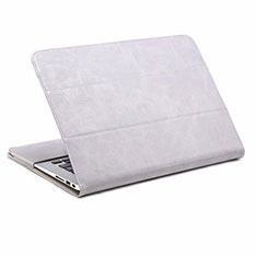 Apple MacBook Air 13 インチ (2020)用手帳型 レザーケース スタンド カバー アップル グレー
