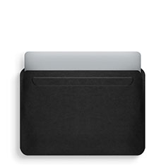 Apple MacBook Air 13.3 インチ (2018)用高品質ソフトレザーポーチバッグ ケース イヤホンを指したまま L02 アップル ブラック