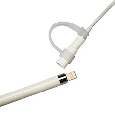 Apple Pencil用ケース カバー ホルダー キャップ スタンド ライトニングUSBケーブル用 シリコーン製 P02 アップル ホワイト