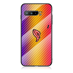 Asus ROG Phone 3用ハイブリットバンパーケース プラスチック 鏡面 虹 グラデーション 勾配色 カバー LS2 Asus オレンジ