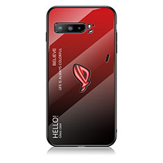 Asus ROG Phone 3用ハイブリットバンパーケース プラスチック 鏡面 虹 グラデーション 勾配色 カバー LS1 Asus レッド