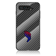 Asus ROG Phone 5 Ultimate用ハイブリットバンパーケース プラスチック 鏡面 虹 グラデーション 勾配色 カバー LS2 Asus ブラック