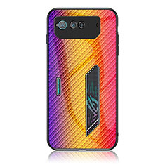 Asus ROG Phone 6用ハイブリットバンパーケース プラスチック 鏡面 虹 グラデーション 勾配色 カバー LS2 Asus オレンジ