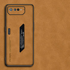 Asus ROG Phone 6用ケース 高級感 手触り良いレザー柄 S01 Asus オレンジ