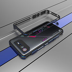 Asus ROG Phone 6用ケース 高級感 手触り良い アルミメタル 製の金属製 バンパー カバー Asus ネイビー・ブラック