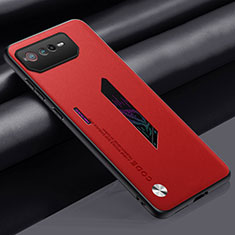 Asus ROG Phone 6用ケース 高級感 手触り良いレザー柄 S02 Asus レッド