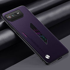 Asus ROG Phone 6用ケース 高級感 手触り良いレザー柄 S02 Asus パープル