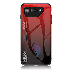 Asus ROG Phone 7用ハイブリットバンパーケース プラスチック 鏡面 虹 グラデーション 勾配色 カバー LS1 Asus レッド