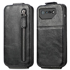 Asus ROG Phone 7 Pro用フリップ レザーケース スタンド Asus ブラック