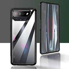 Asus ROG Phone 7 Pro用360度 フルカバー ハイブリットバンパーケース クリア透明 プラスチック カバー ZJ5 Asus ブラック