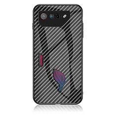 Asus ROG Phone 7 Pro用ハイブリットバンパーケース プラスチック 鏡面 虹 グラデーション 勾配色 カバー LS2 Asus ブラック