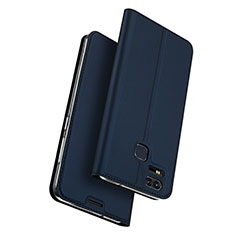 Asus Zenfone 3 Zoom用手帳型 レザーケース スタンド Asus ネイビー