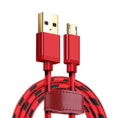 Micro USBケーブル 充電ケーブルAndroidユニバーサル A14 レッド