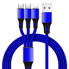 Lightning USBケーブル 充電ケーブル Android Micro USB Type-C ML09 ネイビー