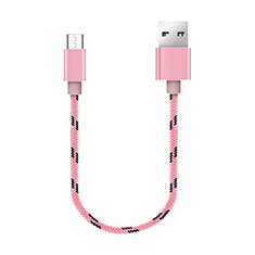 Oppo Reno7 Pro 5G用Micro USBケーブル 充電ケーブルAndroidユニバーサル 25cm S05 ピンク