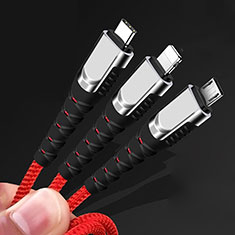 Lightning USBケーブル 充電ケーブル Android Micro USB Type-C 5A H03 ゴールド