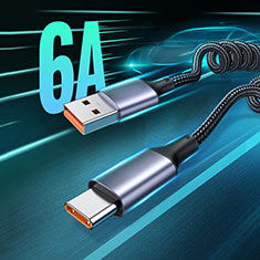 Oppo Find X7 Ultra 5G用Type-Cケーブル 充電ケーブルAndroidユニバーサル 6A H02 ブラック