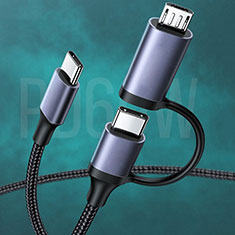 Type-C USB-C to Type-C USB-C アクティブ変換ケーブルアダプタ 60W H02 ブラック