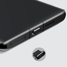 Huawei Ascend G510 U8951d用アンチ ダスト プラグ キャップ ストッパー USB-C Android Type-Cユニバーサル H08 ブラック