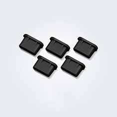 Samsung Galaxy Xcover Pro 2 5G用アンチ ダスト プラグ キャップ ストッパー USB-C Android Type-Cユニバーサル 5PCS H01 ブラック