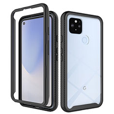 Google Pixel 4a 5G用360度 フルカバー ハイブリットバンパーケース クリア透明 プラスチック カバー ZJ1 グーグル ブラック