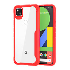 Google Pixel 4a用ハイブリットバンパーケース クリア透明 プラスチック 鏡面 カバー グーグル レッド