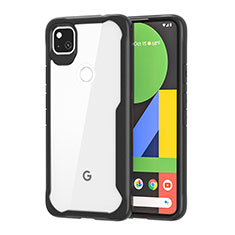 Google Pixel 4a用ハイブリットバンパーケース クリア透明 プラスチック 鏡面 カバー グーグル ブラック