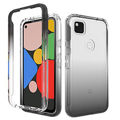 Google Pixel 4a用前面と背面 360度 フルカバー 極薄ソフトケース シリコンケース 耐衝撃 全面保護 バンパー 勾配色 透明 グーグル ダークグレー