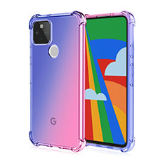 Google Pixel 5用極薄ソフトケース シリコンケース 耐衝撃 全面保護 クリア透明 H01 グーグル ネイビー