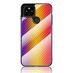 Google Pixel 5 XL 5G用ハイブリットバンパーケース プラスチック 鏡面 虹 グラデーション 勾配色 カバー LS2 グーグル オレンジ