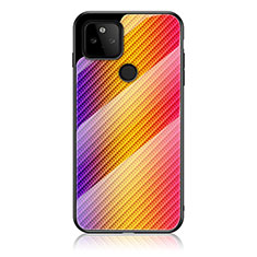Google Pixel 5a 5G用ハイブリットバンパーケース プラスチック 鏡面 虹 グラデーション 勾配色 カバー LS2 グーグル オレンジ
