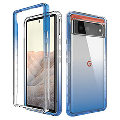 Google Pixel 6 5G用前面と背面 360度 フルカバー 極薄ソフトケース シリコンケース 耐衝撃 全面保護 バンパー 勾配色 透明 グーグル ネイビー