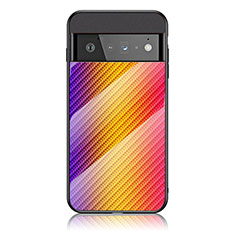Google Pixel 6 Pro 5G用ハイブリットバンパーケース プラスチック 鏡面 虹 グラデーション 勾配色 カバー LS2 グーグル オレンジ