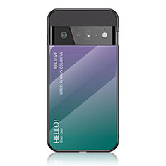 Google Pixel 6 Pro 5G用ハイブリットバンパーケース プラスチック 鏡面 虹 グラデーション 勾配色 カバー LS1 グーグル マルチカラー