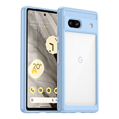 Google Pixel 7a 5G用ハイブリットバンパーケース クリア透明 プラスチック カバー J01S グーグル ブルー