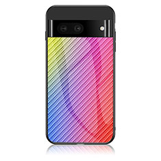 Google Pixel 7a 5G用ハイブリットバンパーケース プラスチック 鏡面 虹 グラデーション 勾配色 カバー LS2 グーグル ピンク
