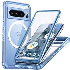 Google Pixel 8 Pro 5G用360度 フルカバー ハイブリットバンパーケース クリア透明 プラスチック カバー 360度 Mag-Safe 磁気 Magnetic T01 グーグル ネイビー